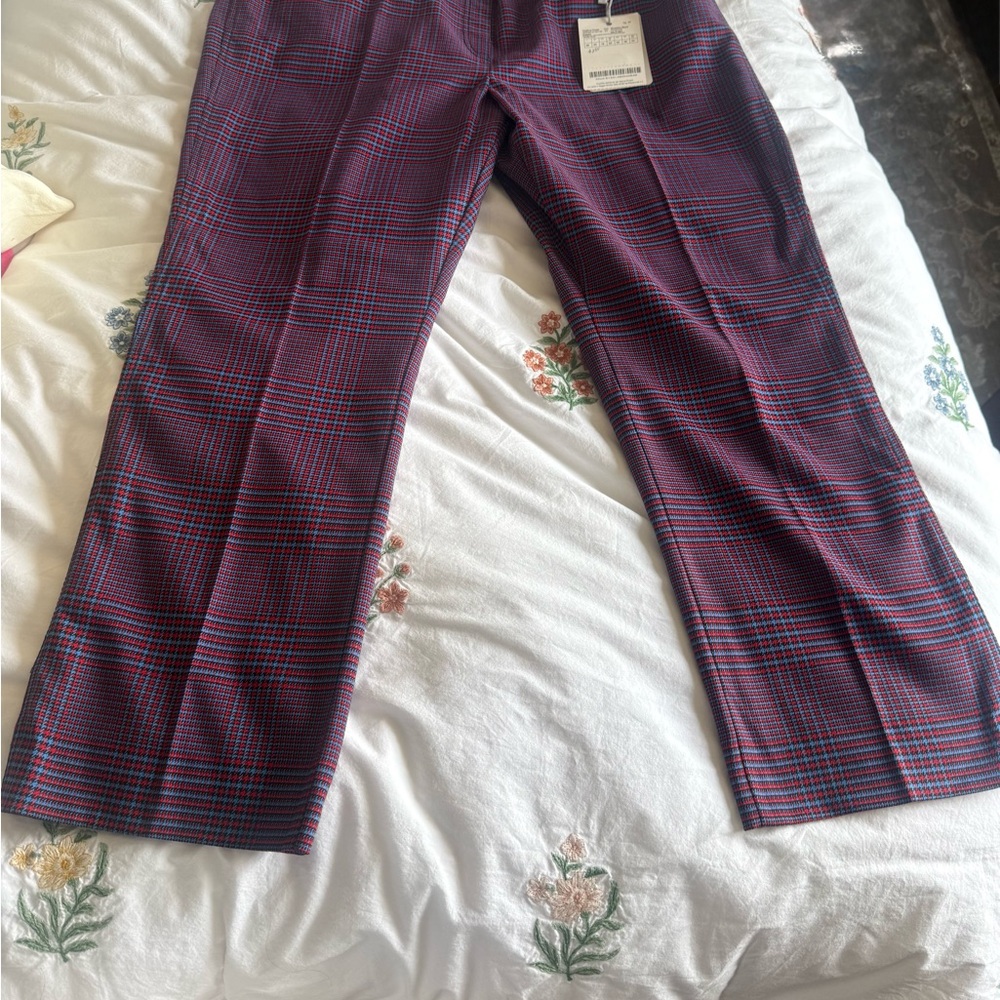 Marina Rinaldi Ragione Plaid Cropped Trousers NWT-18 - Picture 5 of 12